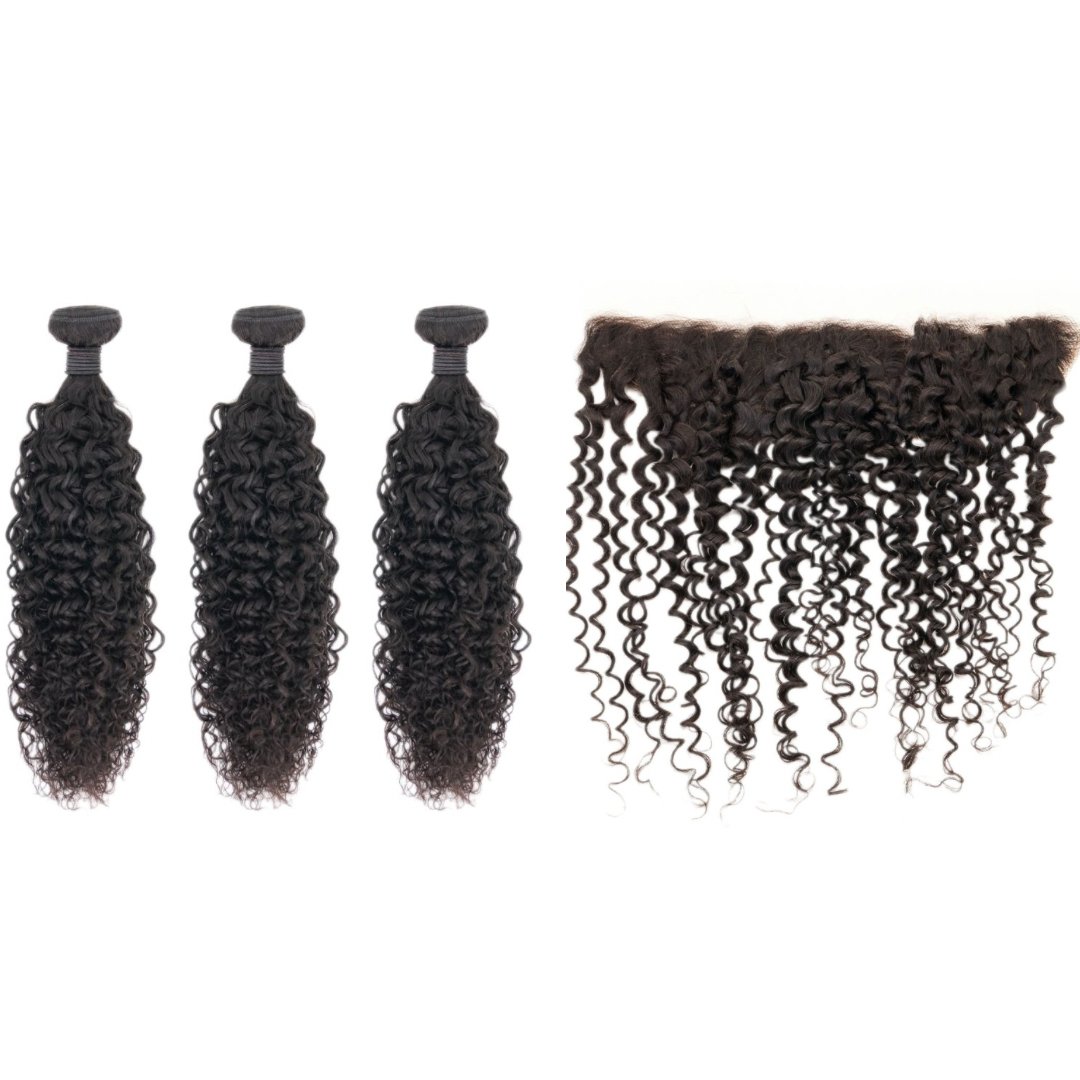 Brazilian Kinky Curly 13x4 Medium Brown Bundle Deal - Regality Hair & Beauty