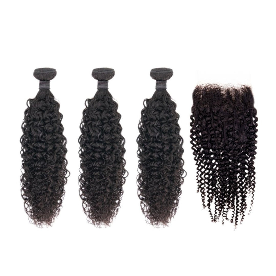 Brazilian Kinky Curly 4x4 Medium Brown Bundle Deal - Regality Hair & Beauty