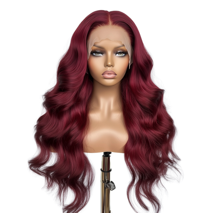 Custom Glueless Brazilian Body Wave Burgundy HD Lace Wig