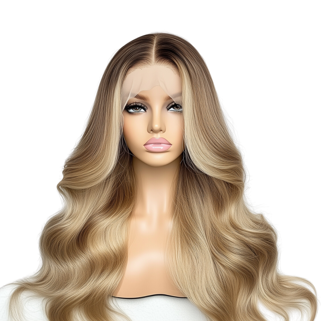 Custom Glueless Brazilian Body Wave Blonde Ombre HD Lace Wig