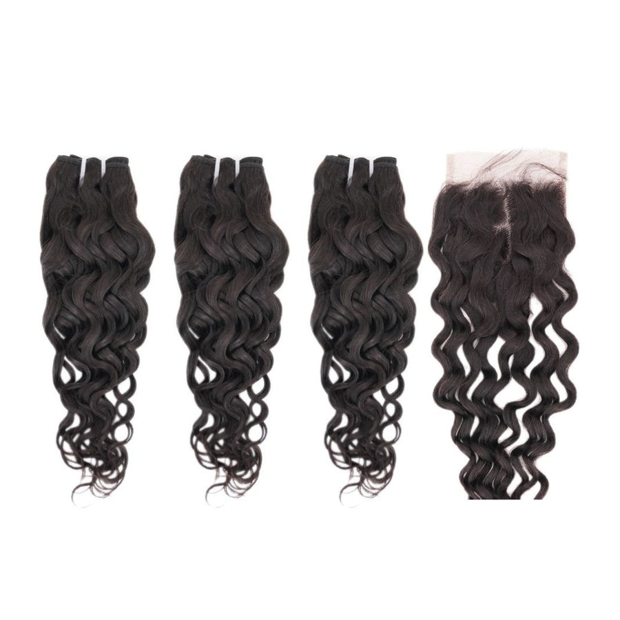 Brazilian Spanish Wave 4x4 Medium Brown Bundle Deal - Regality Hair & Beauty