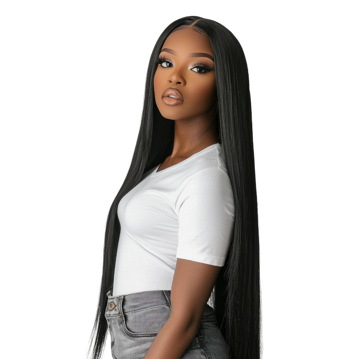 Custom Glueless Brazilian Raw Straight HD Lace Frontal Wig