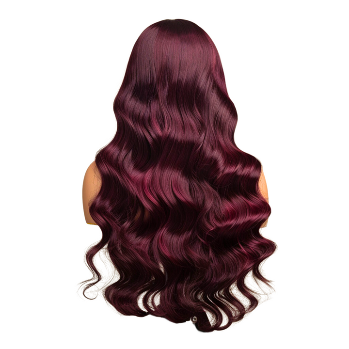 Custom Glueless Brazilian Body Wave Burgundy HD Lace Wig