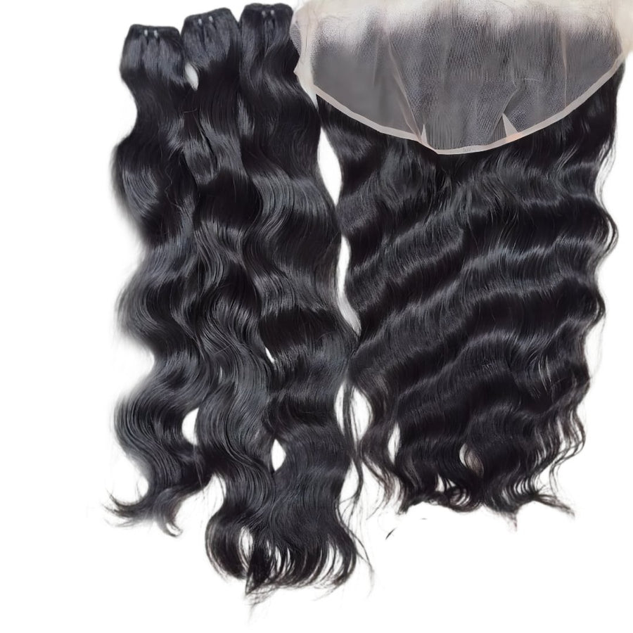 Raw Cambodian Natural Wavy & Frontal Bundle Deal (Pre-Order) - Regality Hair & Beauty