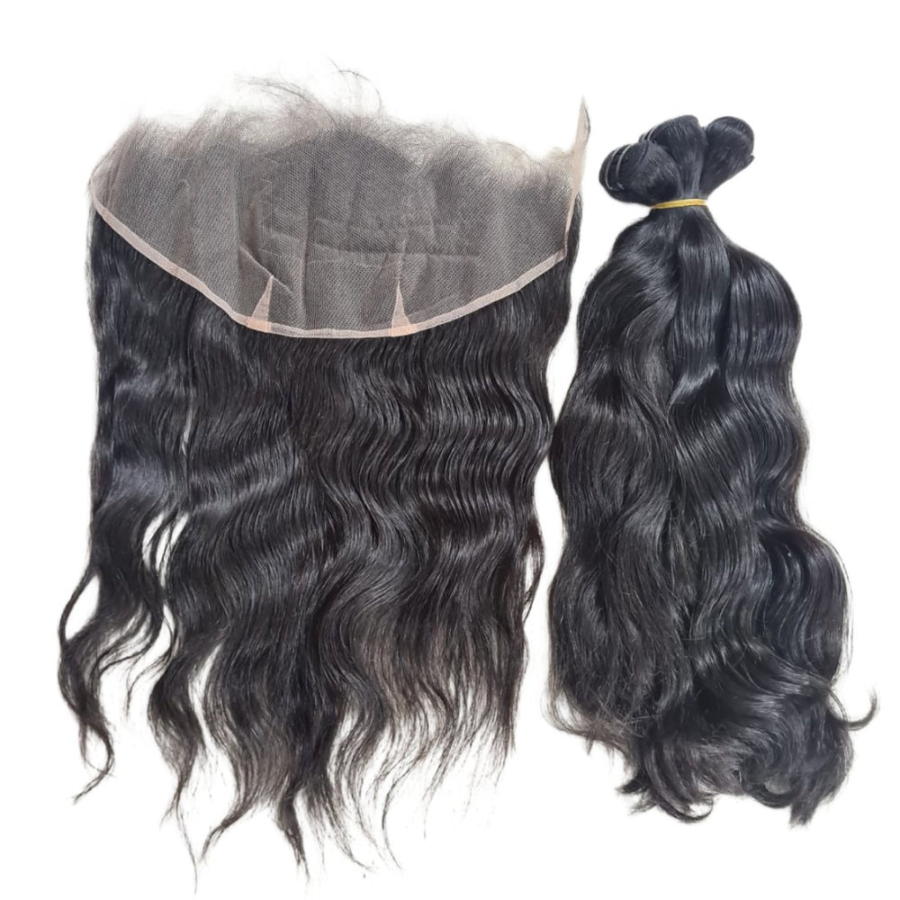 Raw Cambodian Natural Wavy & Frontal Bundle Deal (Pre-Order) - Regality Hair & Beauty