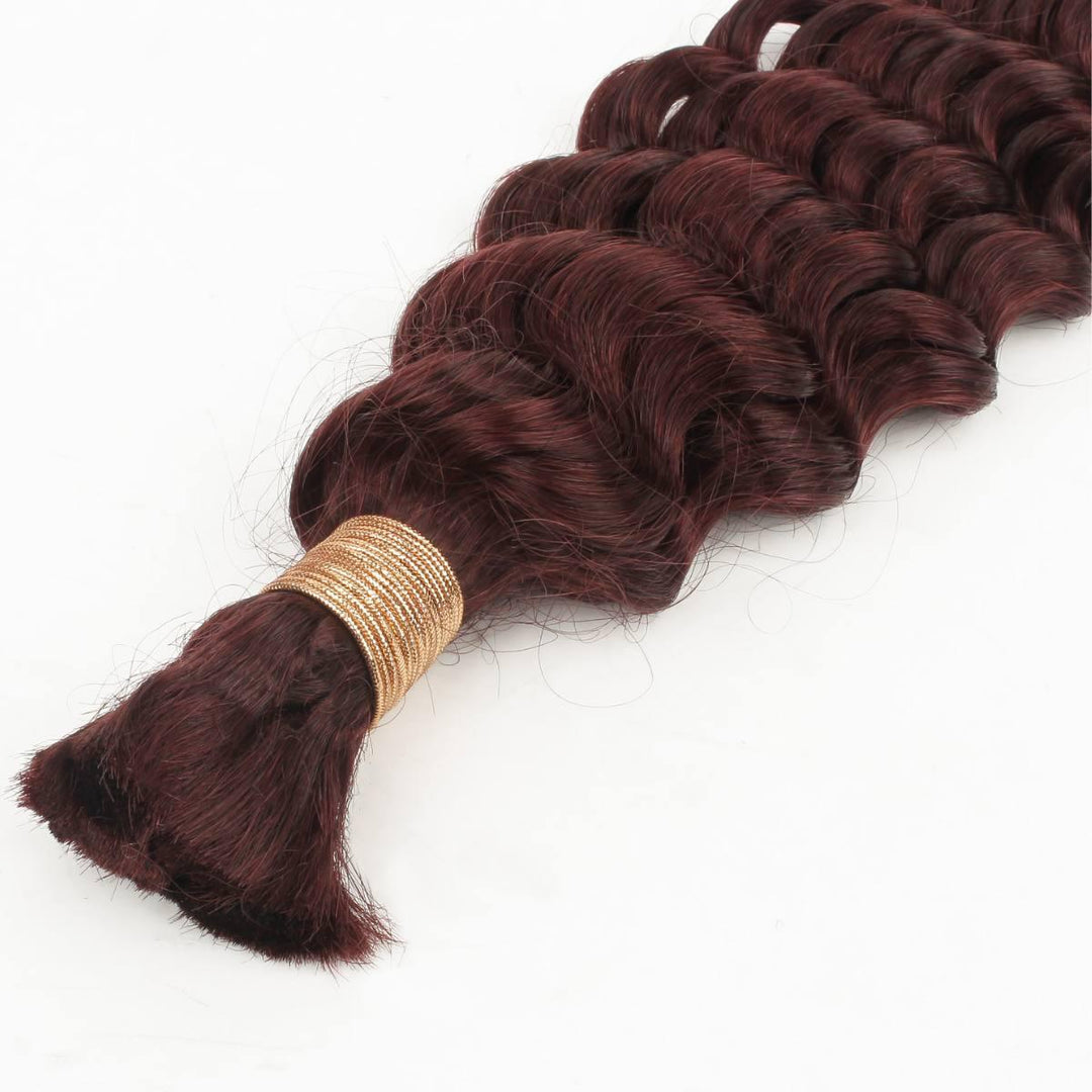 Burgundy Deep Wave Bulk Human Hair Extensions - Regality Hair & Beauty