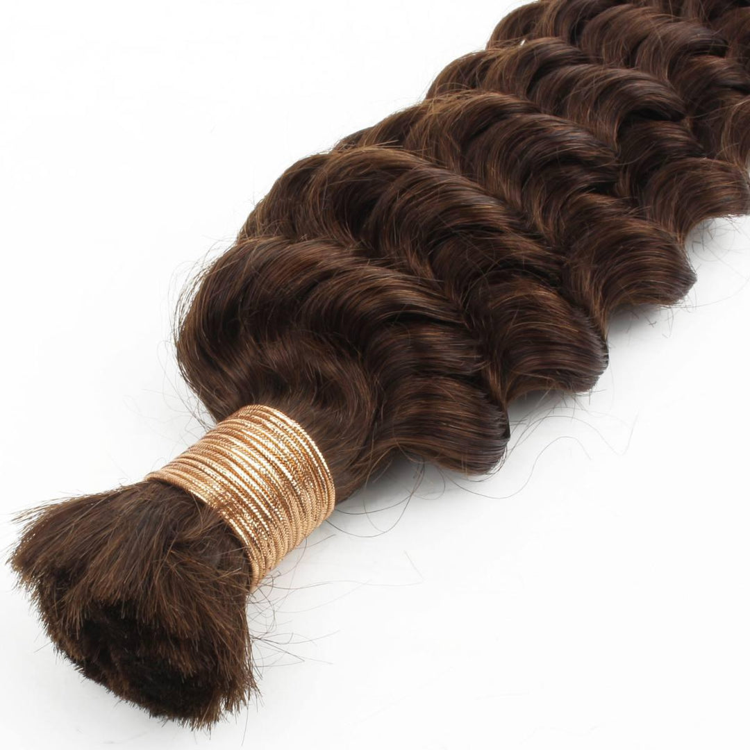 Medium Brown Deep Wave Bulk Human Hair Extensions - Regality Hair & Beauty