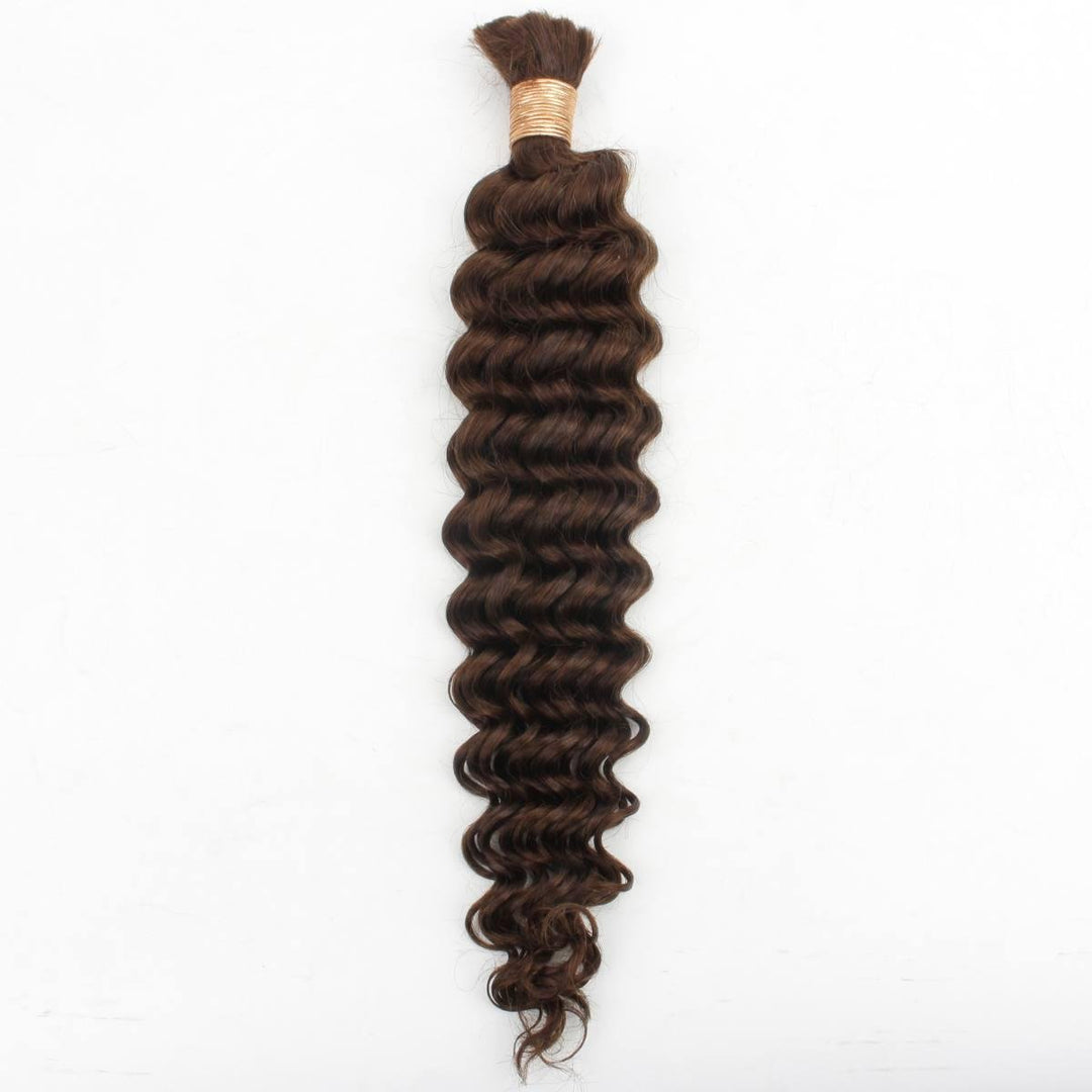 Medium Brown Deep Wave Bulk Human Hair Extensions - Regality Hair & Beauty