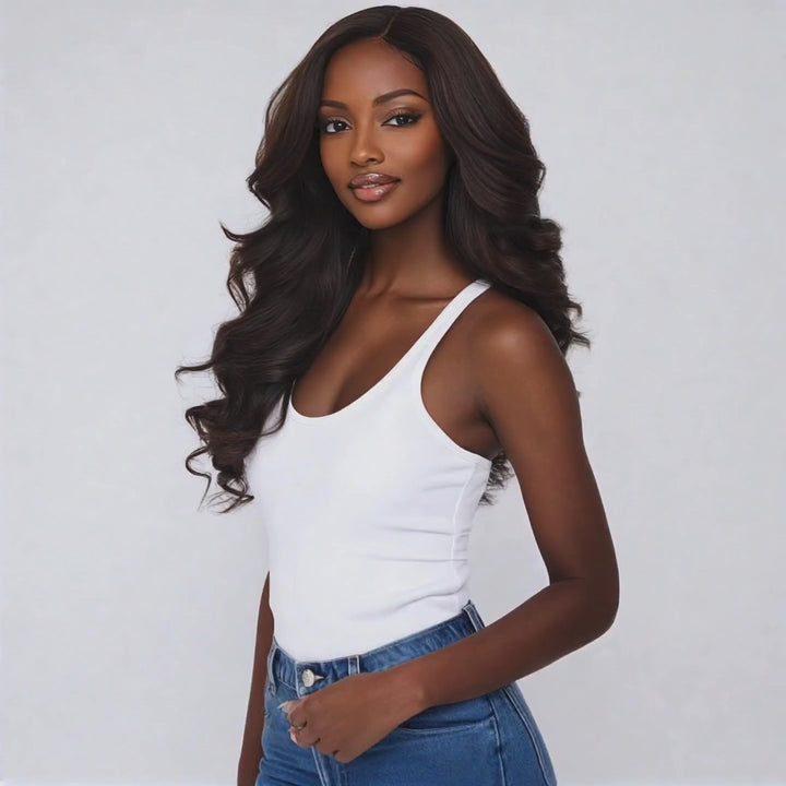 Custom Glueless Brazilian Body Wave Dark Brown HD Lace Wig