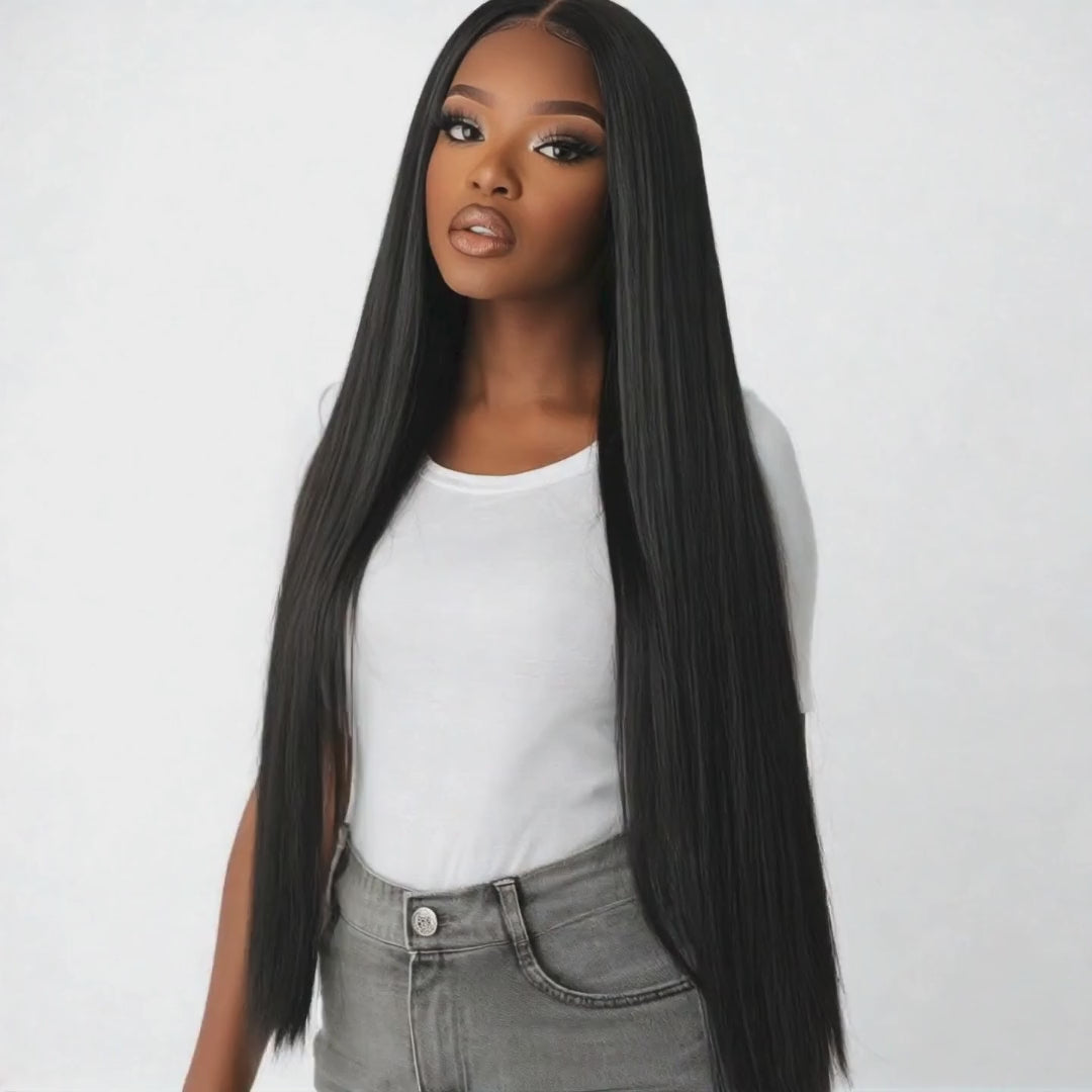 Custom Glueless Brazilian Raw Straight HD Lace Frontal Wig